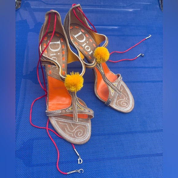 Dior Shoes - Dior by John Galliano Brown Pom-Pom Heels 38.5 🌼